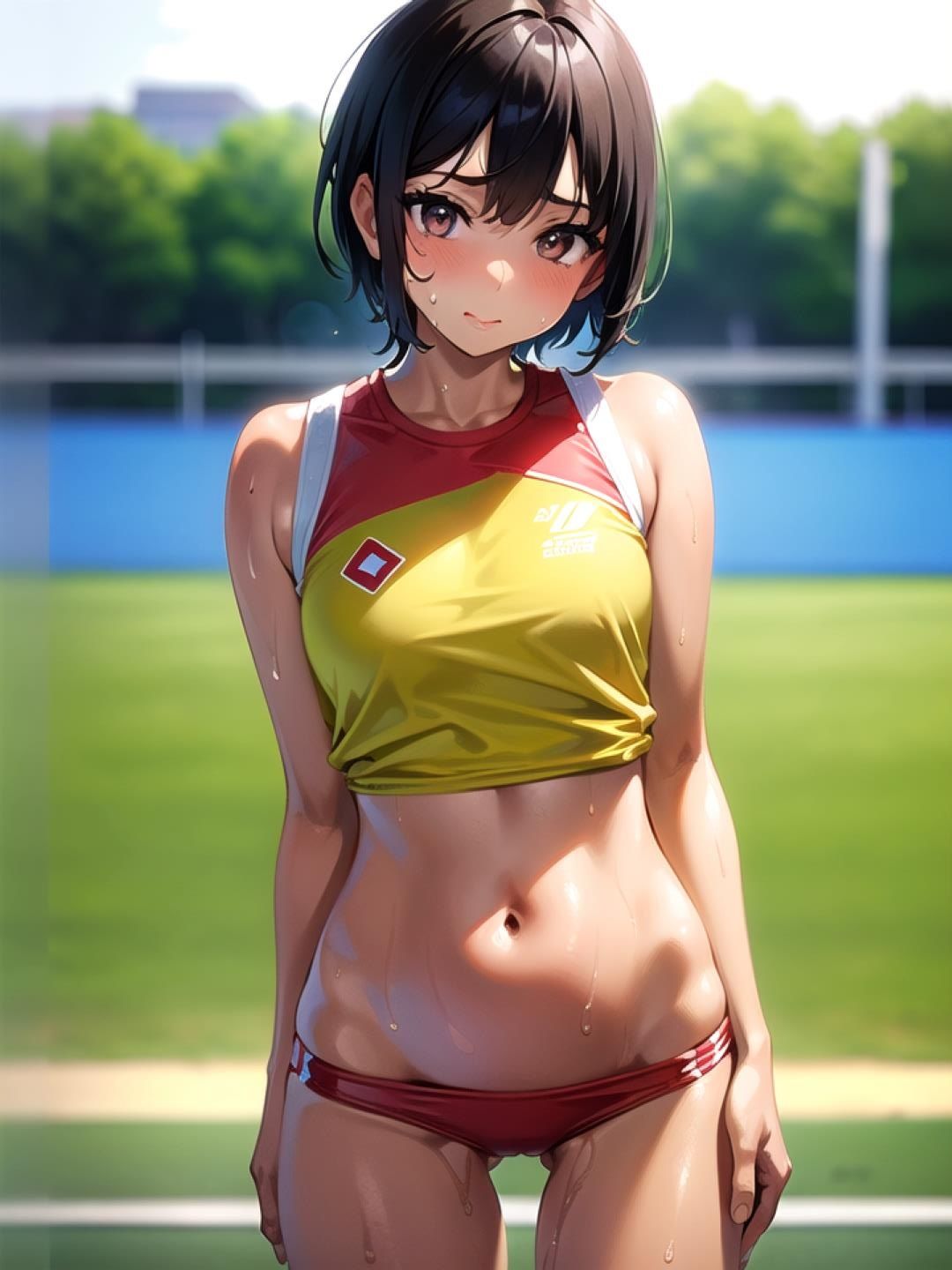 陸上女子の汗ばむ身体 サンプル1ページ目