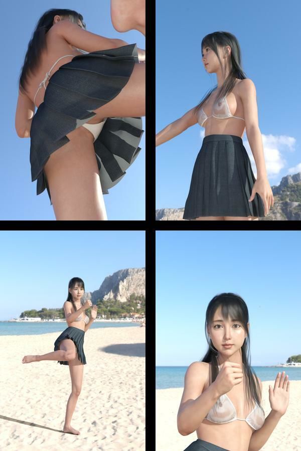 【＋All】『理想の彼女を3DCGで作ります』から生まれたバーチャルアイドル「櫛田沙綾（くしださあや）」のJK風写真集:JK_08 サンプル2ページ目