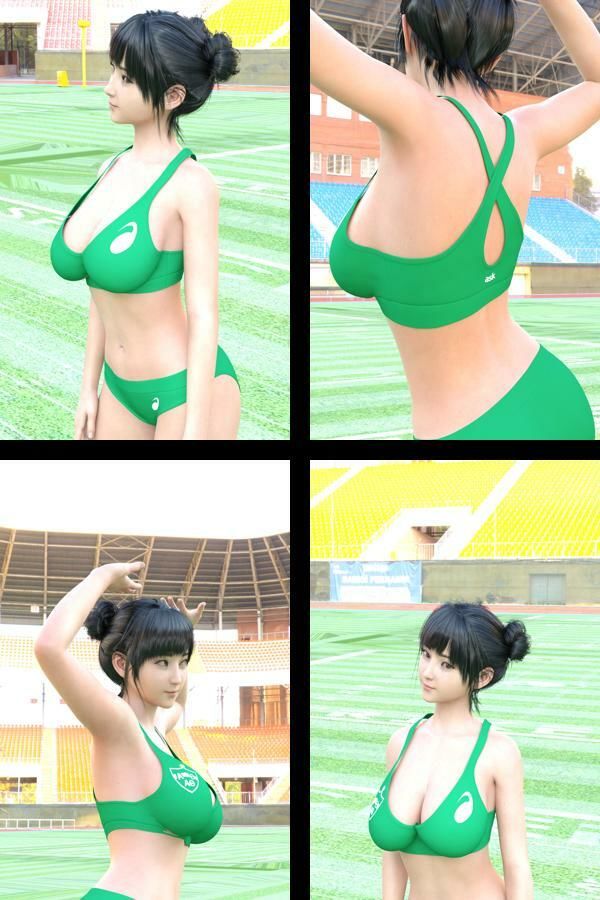 【＋All】『理想の彼女を3DCGで作ります』から生まれたバーチャルアイドル「一ノ瀬廻里（いちのせめぐり）」のアスリート風写真集:Athlete _06 サンプル2ページ目