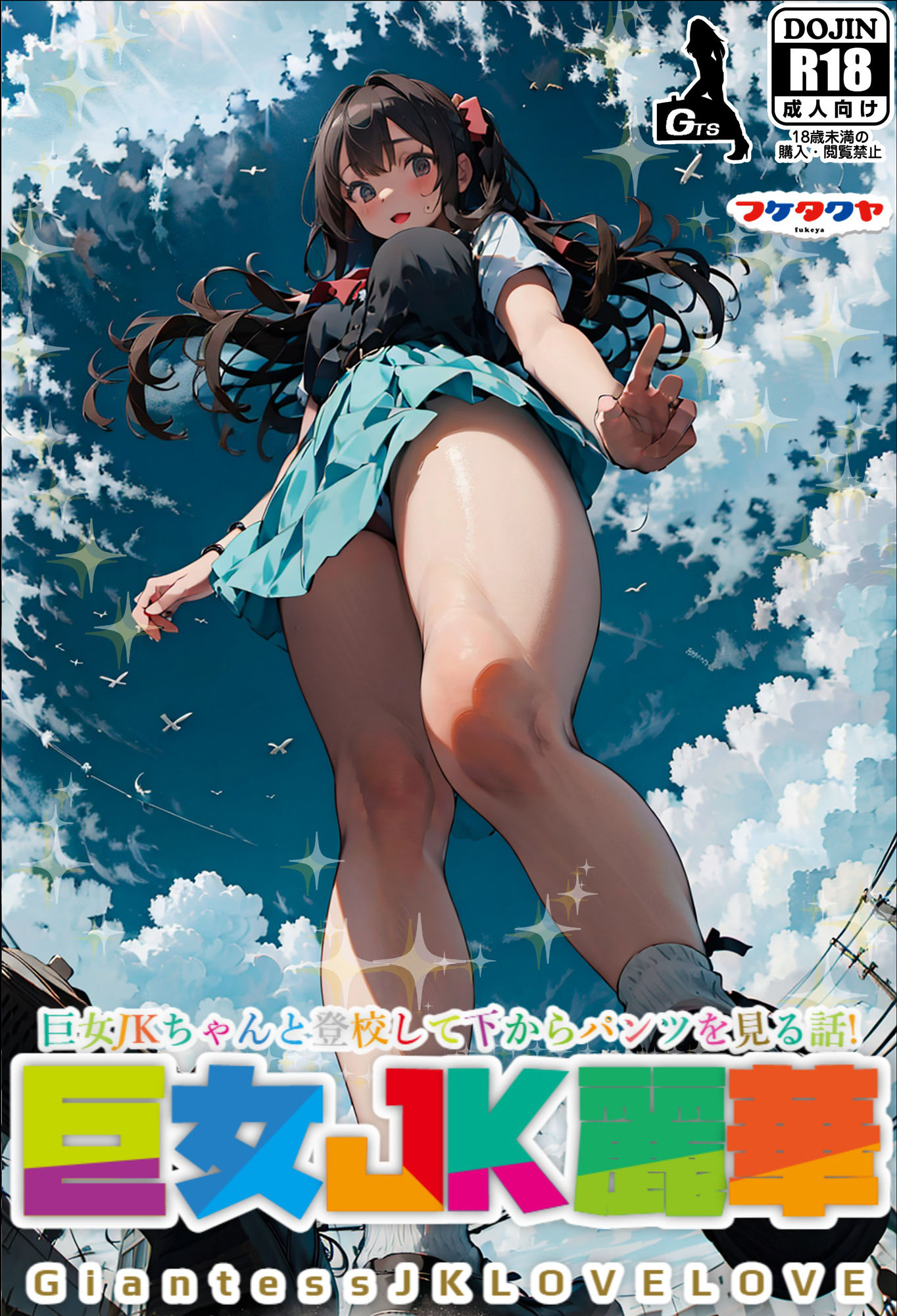 巨女JK麗華〜巨女JKちゃんと登校して下からパンツを見る話〜 サンプル1ページ目
