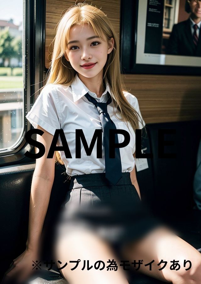 電車に乗っていたら向かいに座っている金髪女子校生のパンツが見えそう サンプル3ページ目