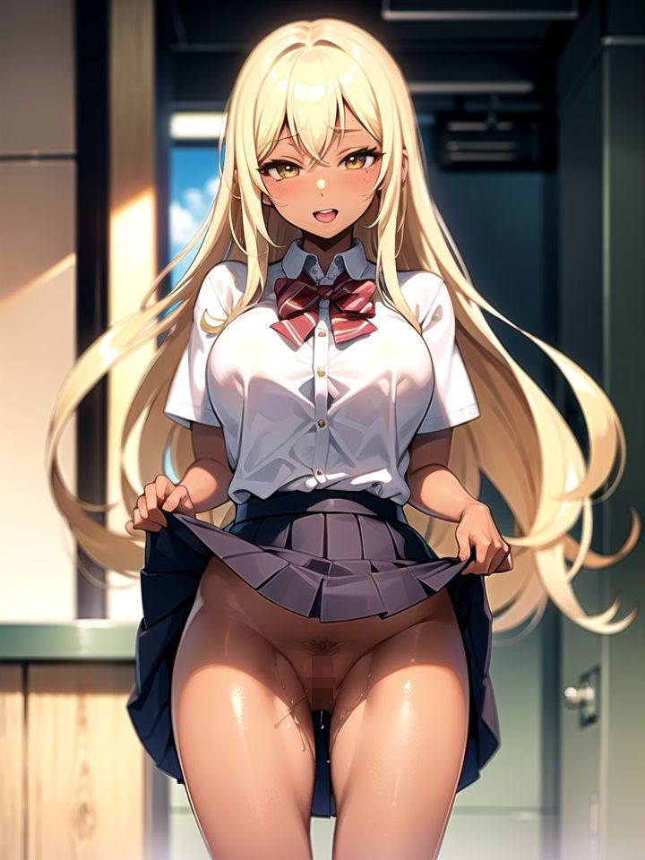 【金髪ギャルビッチ】制服たくし上げ少女 Part2 サンプル2ページ目