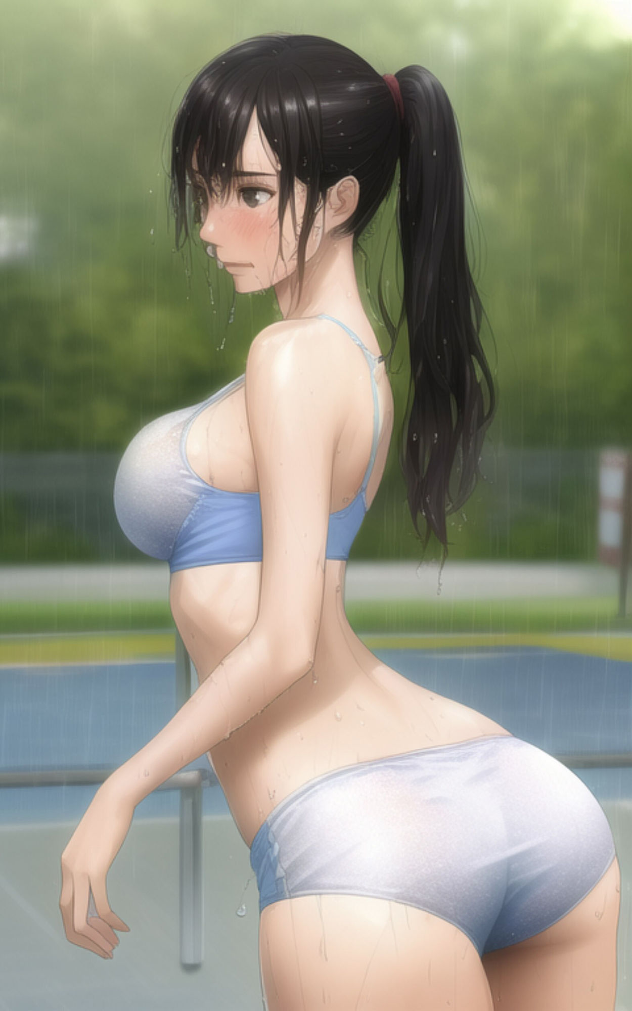 巨乳で清楚な女子校生がびしょ濡れになりながら部活で汗をかいちゃう写真集 サンプル4ページ目