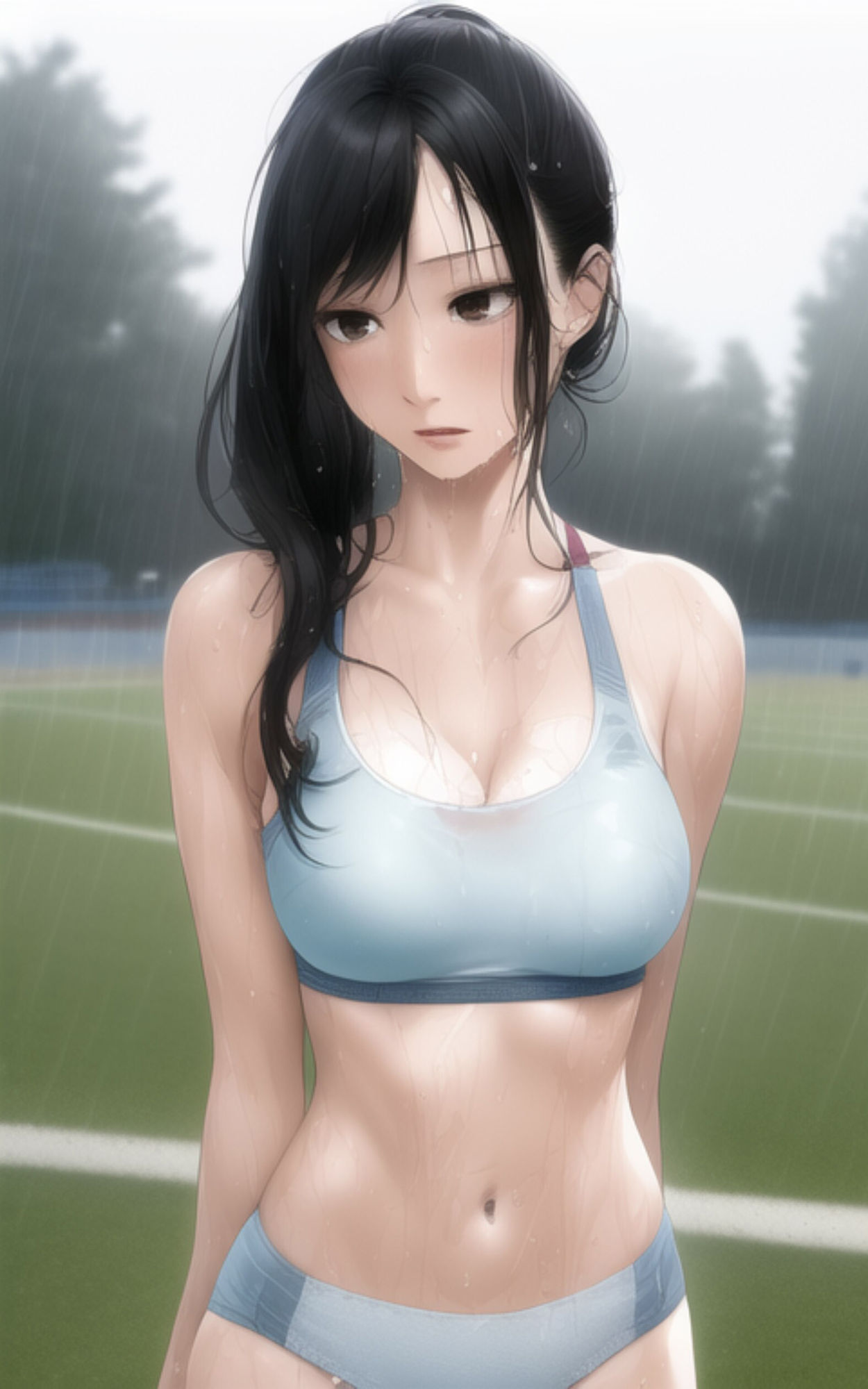巨乳で清楚な女子校生がびしょ濡れになりながら部活で汗をかいちゃう写真集 サンプル5ページ目