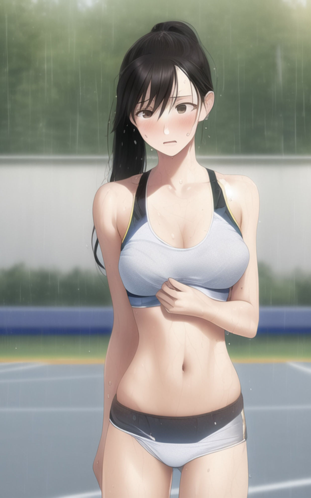 巨乳で清楚な女子校生がびしょ濡れになりながら部活で汗をかいちゃう写真集 サンプル6ページ目