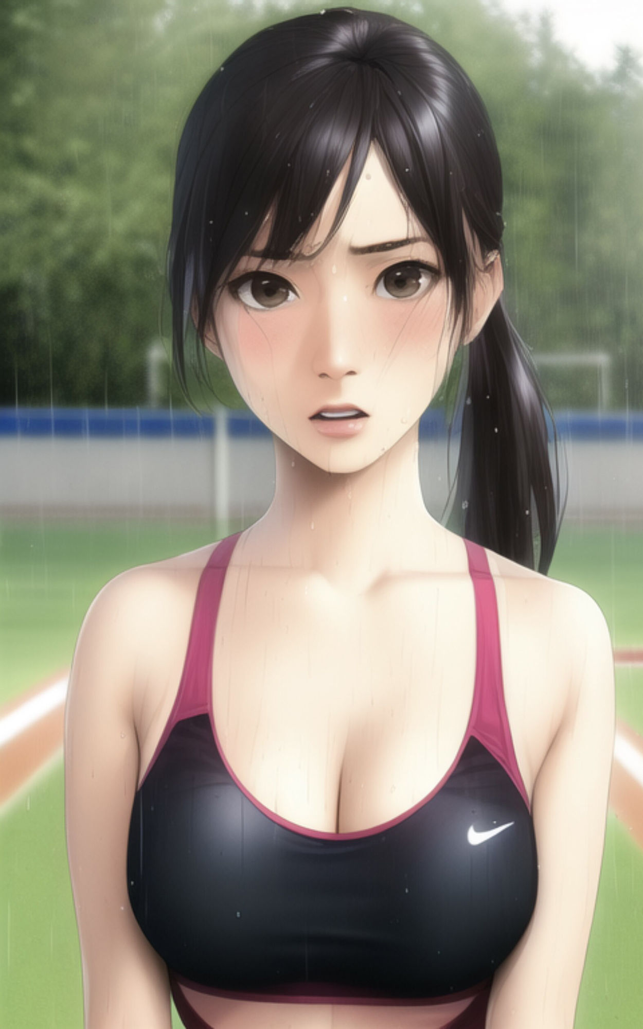 巨乳で清楚な女子校生がびしょ濡れになりながら部活で汗をかいちゃう写真集 サンプル9ページ目