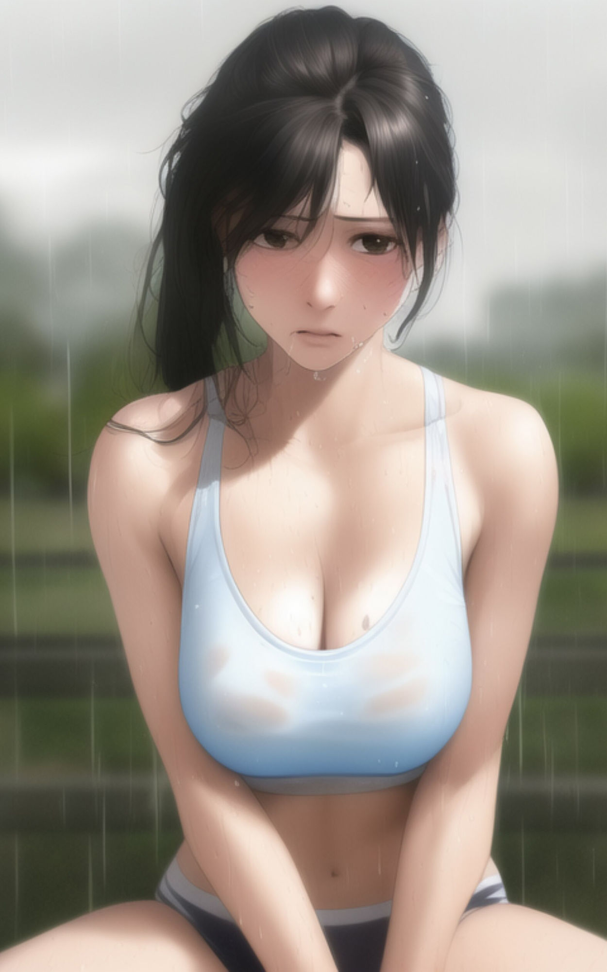 巨乳で清楚な女子校生がびしょ濡れになりながら部活で汗をかいちゃう写真集 サンプル10ページ目