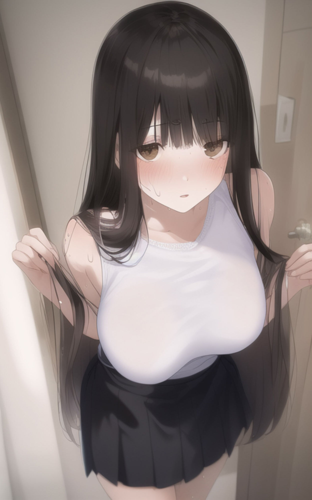 清楚で巨乳な女子校生が汗だくになってしまったので、一緒にお風呂に入リました。 サンプル2ページ目