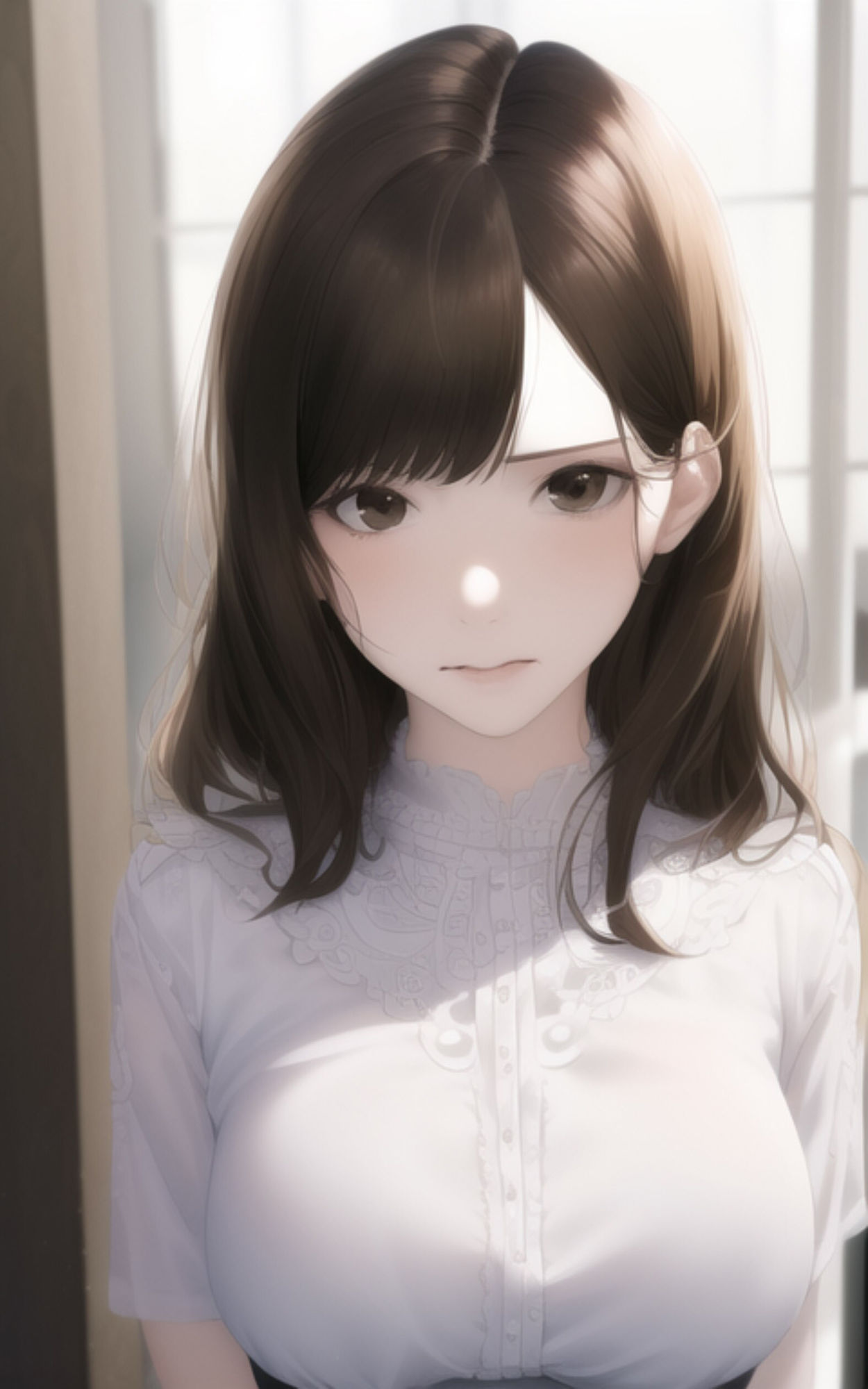 巨乳な茶髪お姉さんに何度もお願いしたら、一緒にお風呂に入ってくれた。 サンプル1ページ目