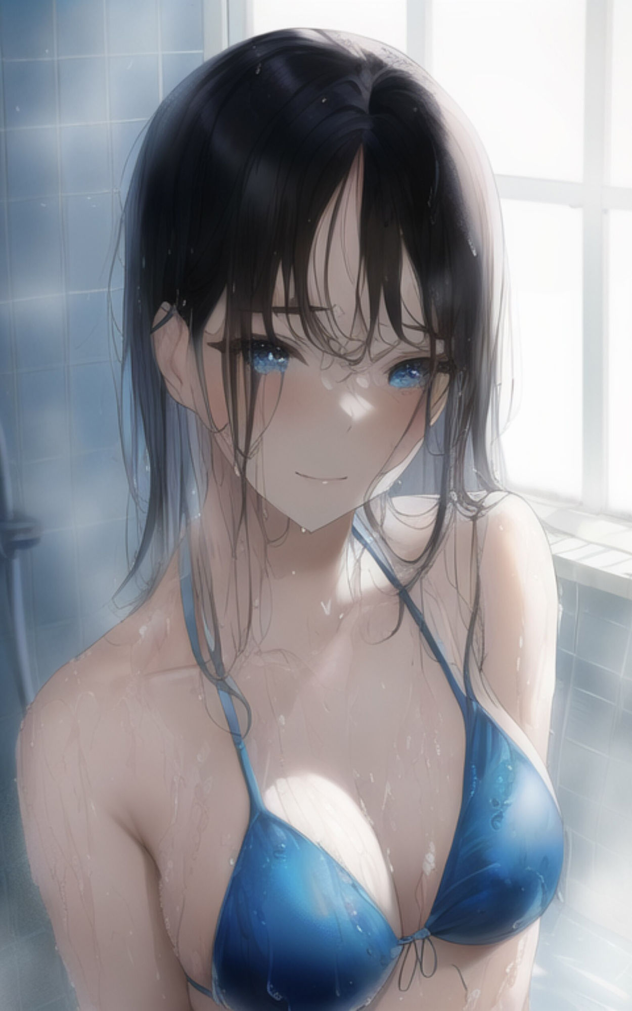 清楚で巨乳なお姉さんとプールで遊んだ後、一緒にお風呂に入る。 サンプル4ページ目
