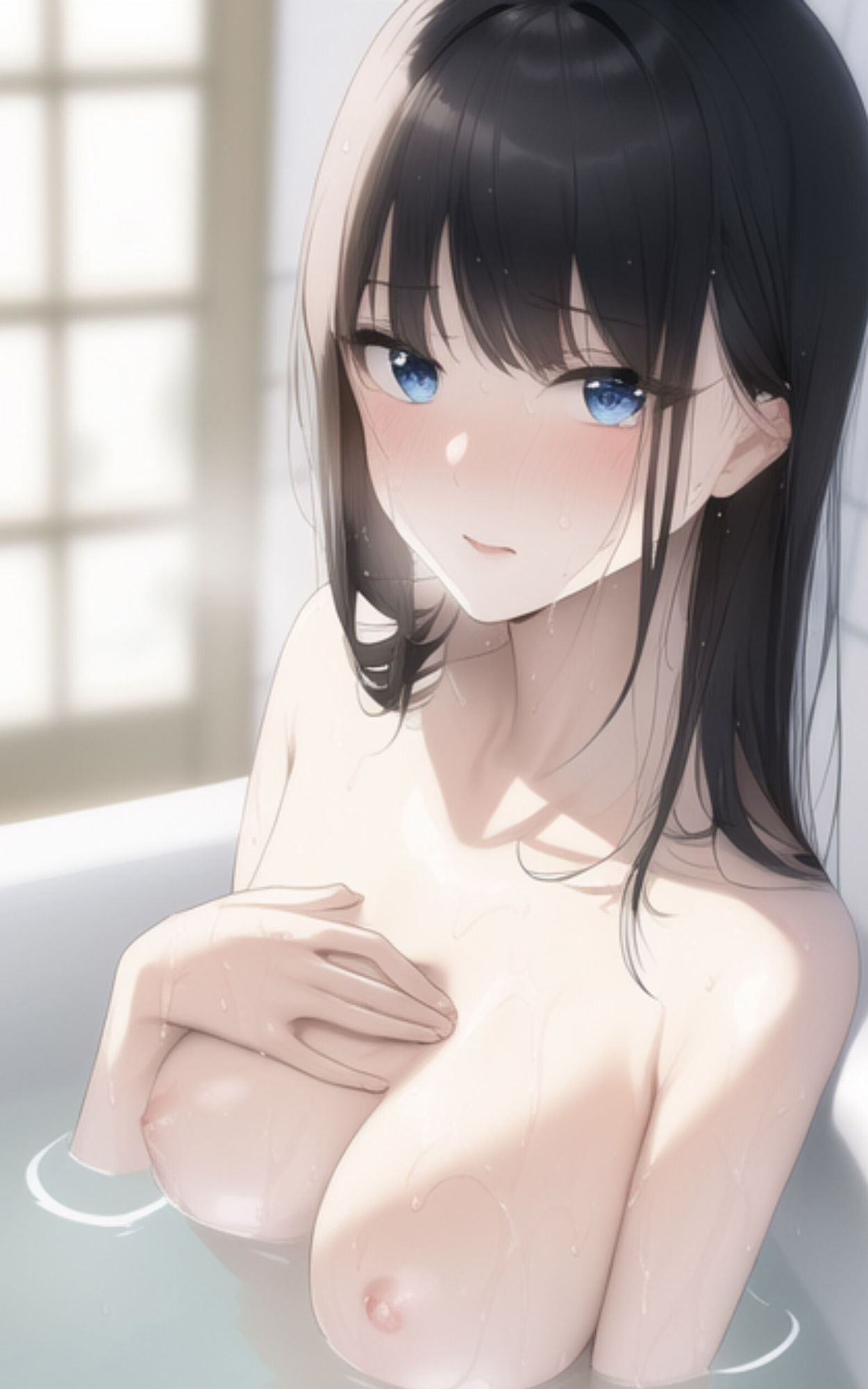清楚で巨乳なお姉さんとプールで遊んだ後、一緒にお風呂に入る。 サンプル9ページ目