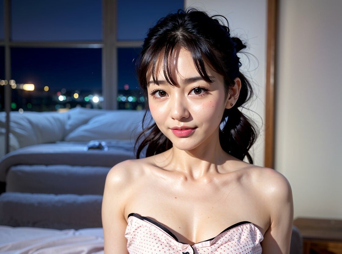 布団越しに近づく巨乳美女【パジャマ×距離ゼロ密着シチュエーション特化AIグラビア/全77P】 サンプル3ページ目