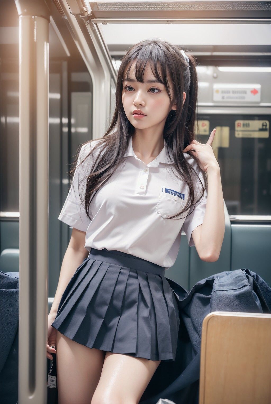 制服女子 電車でパンチラ サンプル3ページ目