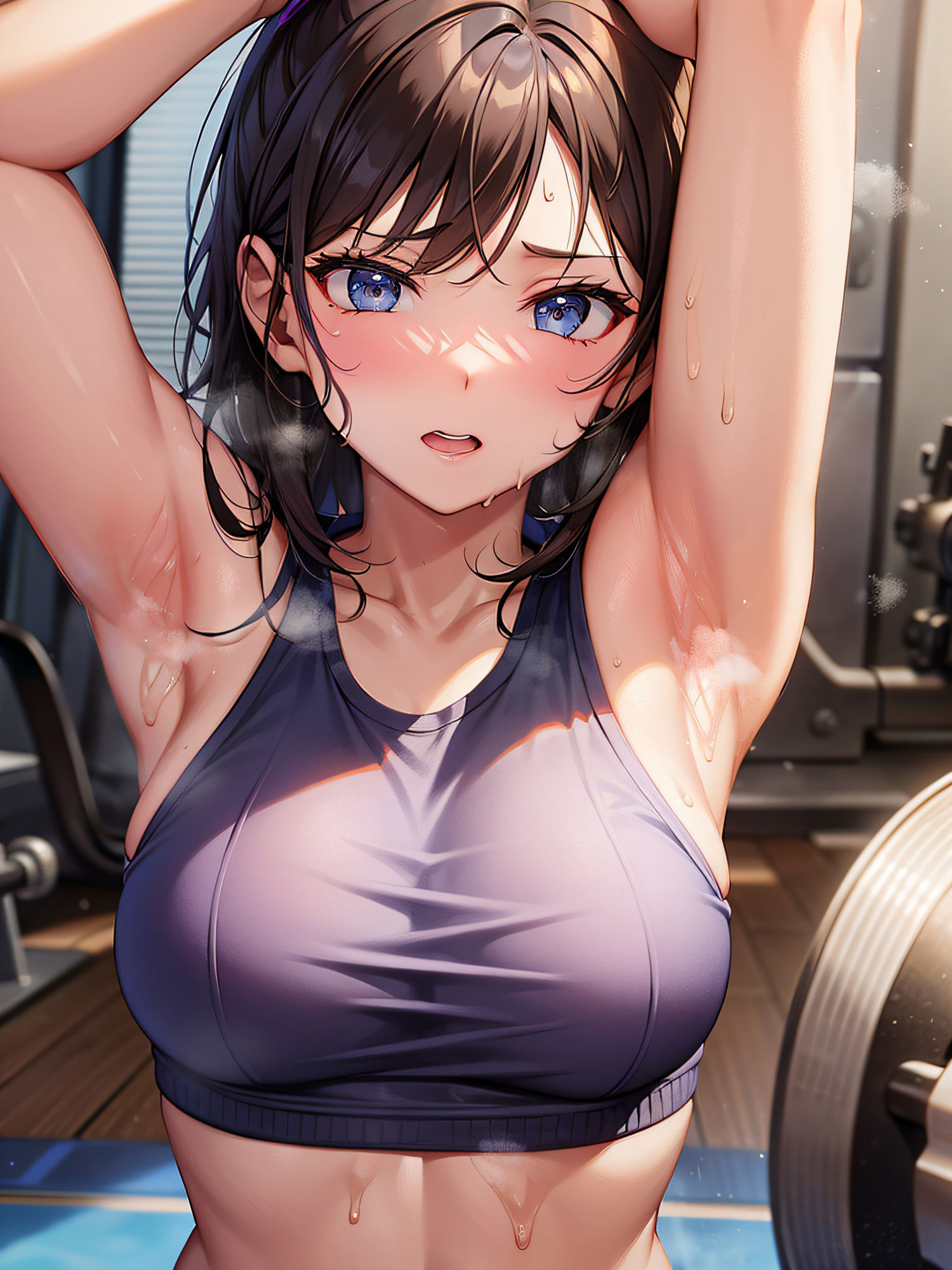 ジムで汗だくの腋を見せてとお願いしたら恥ずかしがりながら見せてくれました サンプル2ページ目