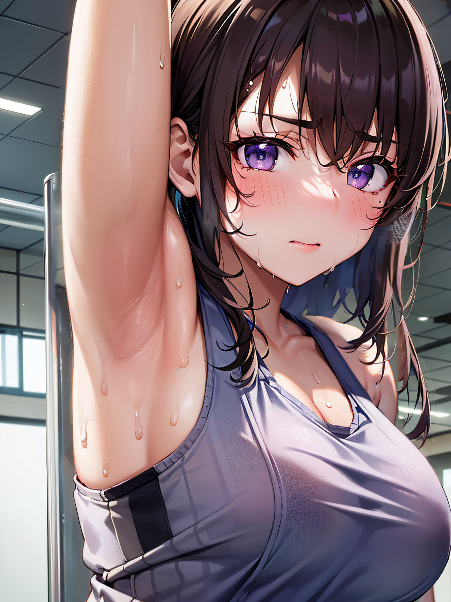 ジムで汗だくの腋を見せてとお願いしたら恥ずかしがりながら見せてくれました サンプル5ページ目