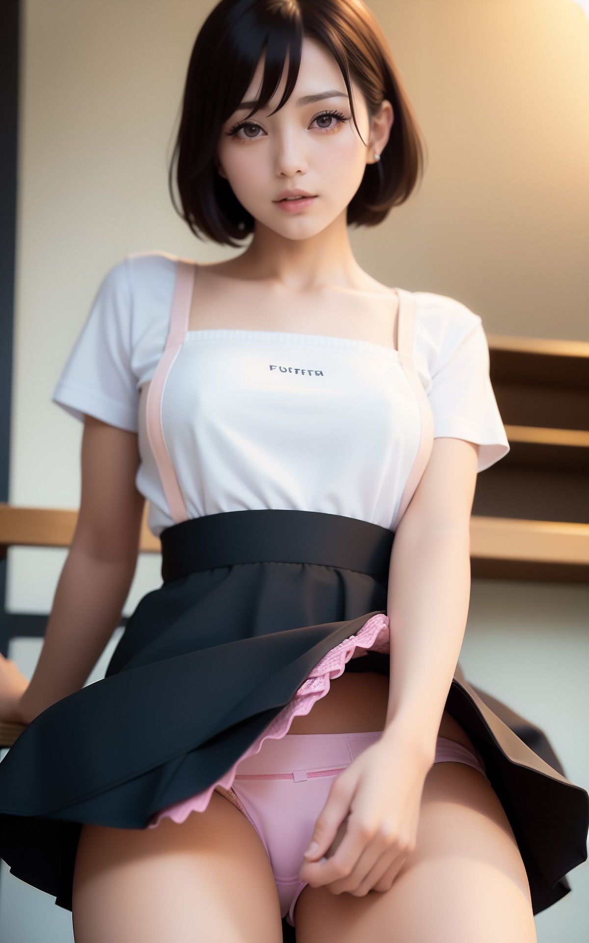 美人で有名なカフェ店員さんにお願いしておパンツ見せてもらいました！ AI生成ヌードグラビアCG集 サンプル7ページ目