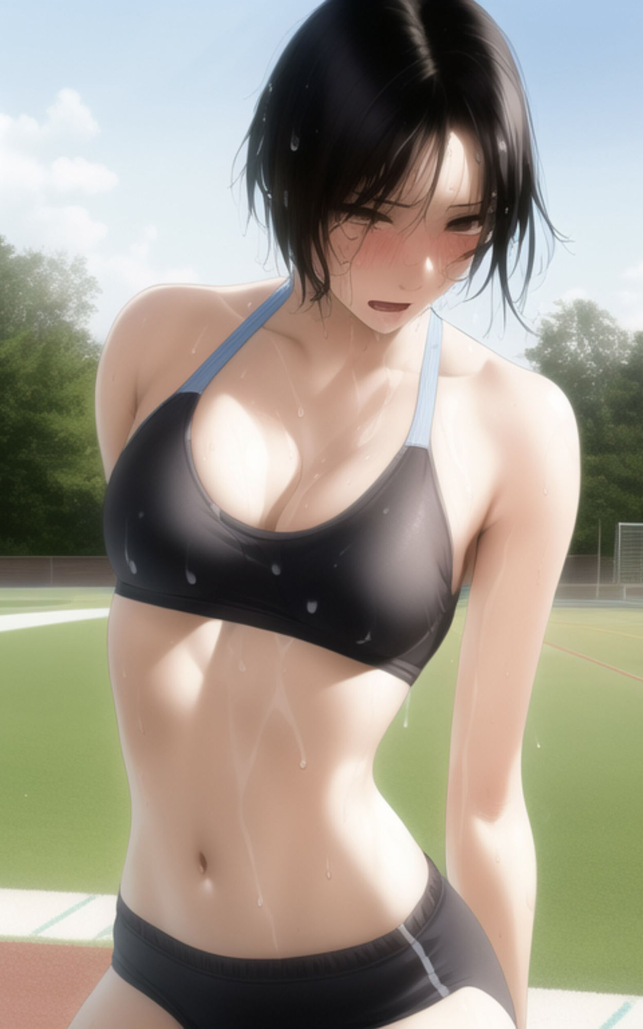 巨乳ショートの美少女が部活の練習中に全部脱がされちゃう写真集 サンプル3ページ目