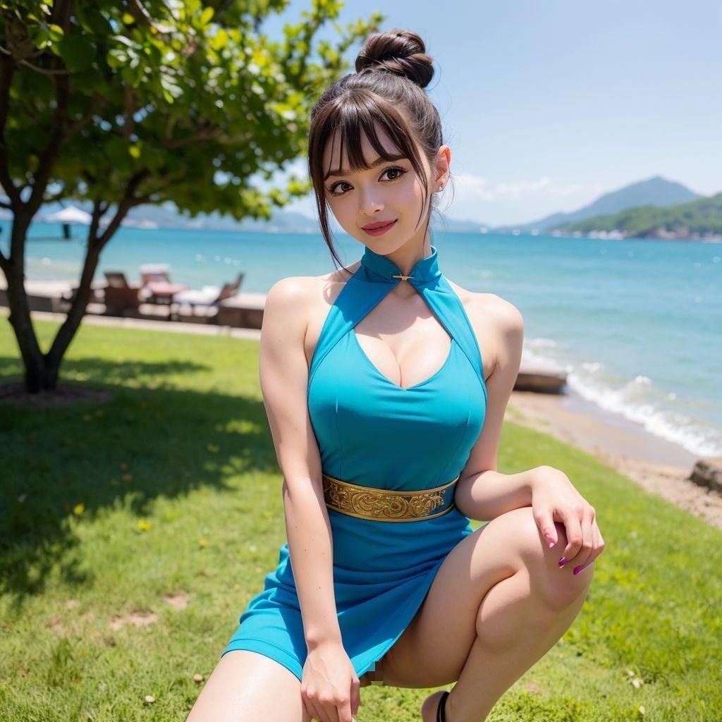 チャイナドレスの童顔スレンダー美女とビーチで露出H サンプル3ページ目