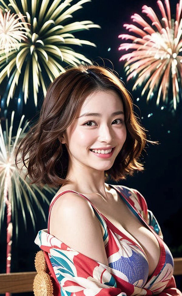 花火の夜は2人だけの秘密を作りませんか 職場のパートさんと不倫 巨乳熟女と浴衣デート サンプル3ページ目