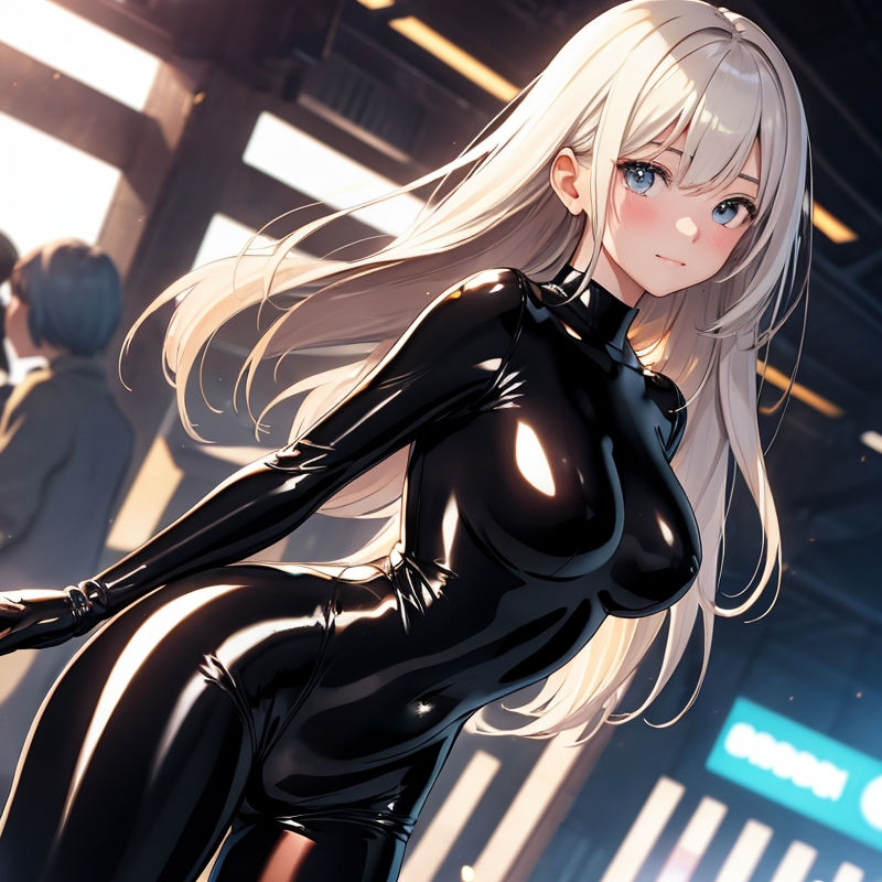 ラテックスラバースーツを着てお出かけ美女 サンプル1ページ目