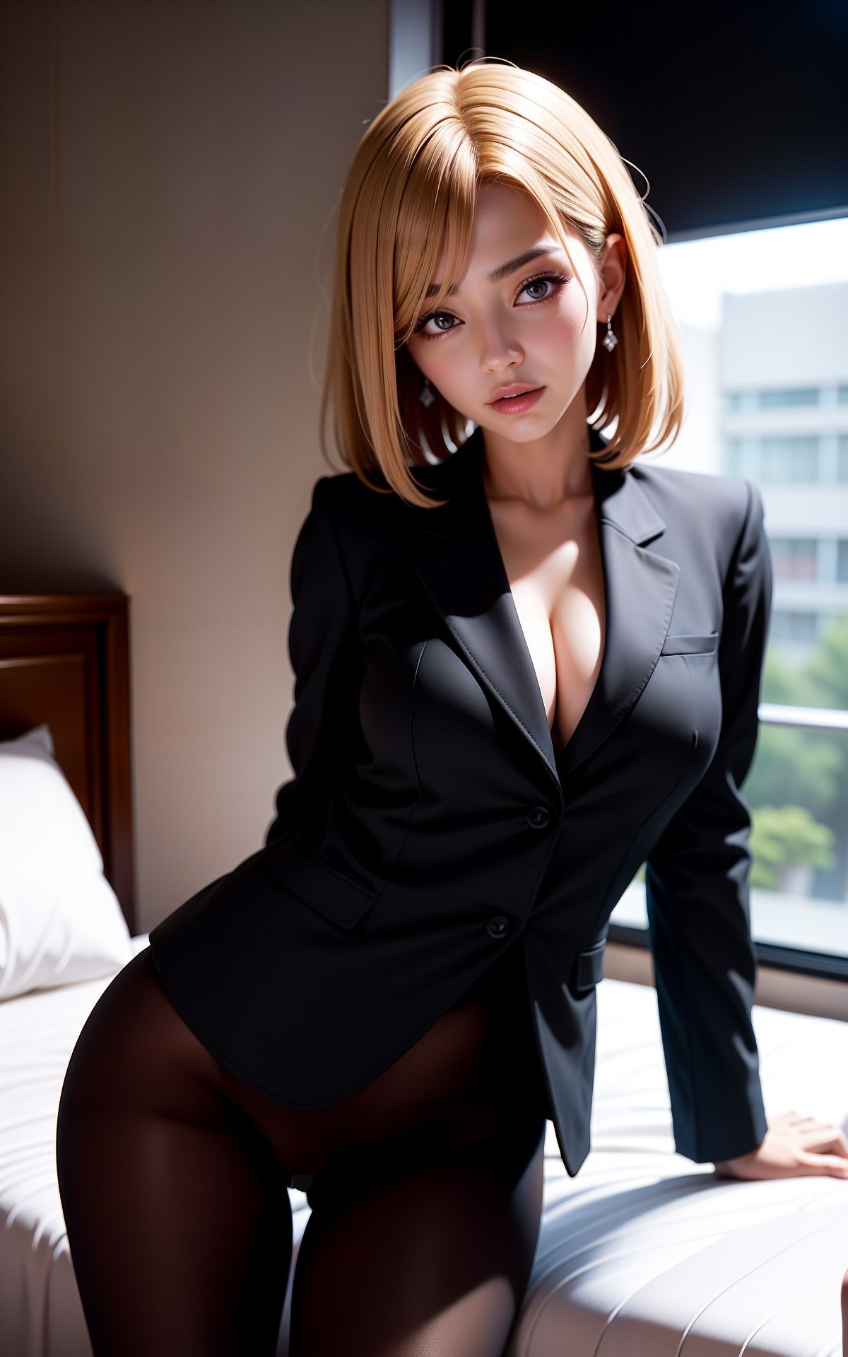 出張先のビジホで美人上司と一線を越えそうです！ AI生成ヌードグラビアCG集 サンプル4ページ目
