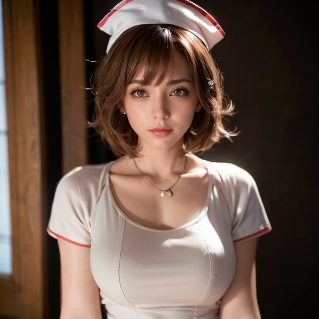 ちょっとHな茶髪ナースの美しいおっぱいヌード サンプル1ページ目