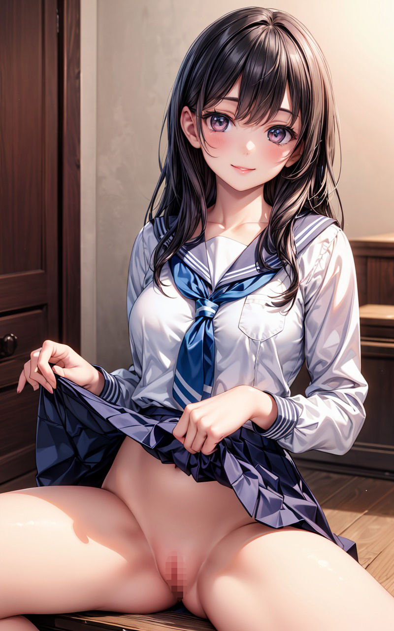 制服美少女ノーパン開脚まんこ サンプル4ページ目