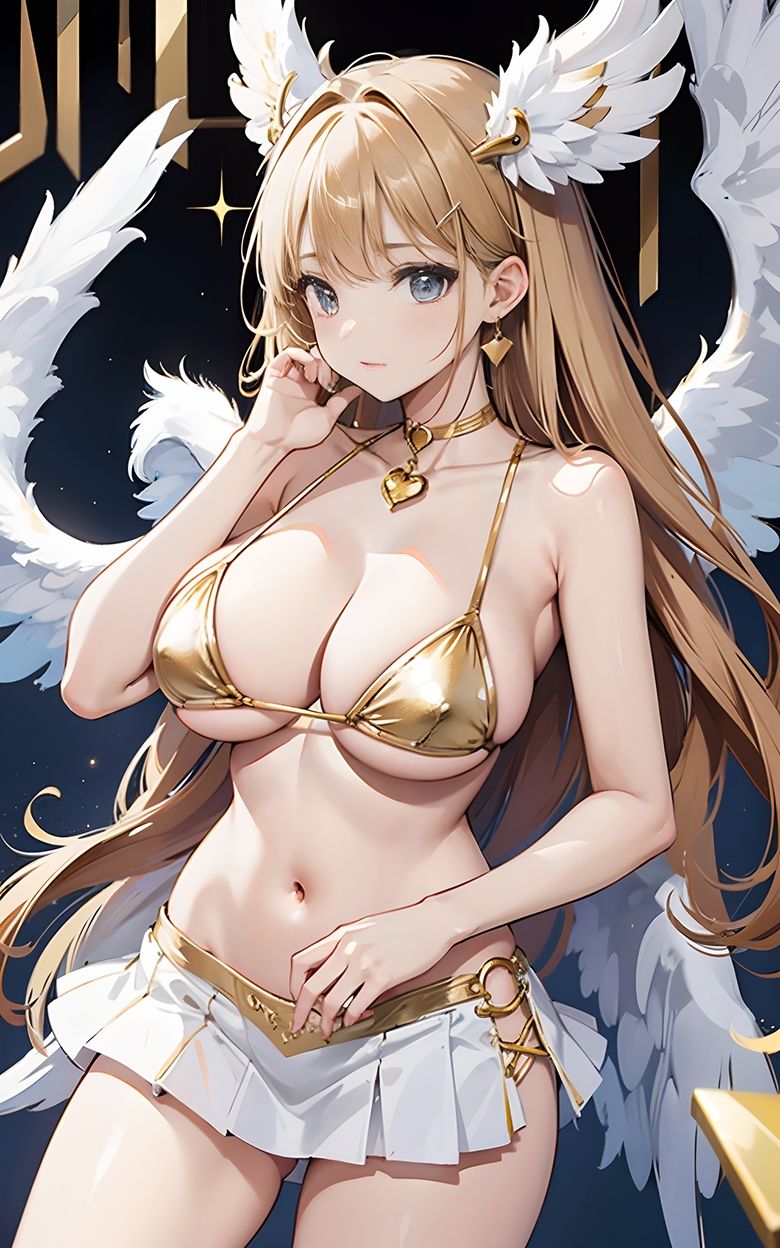 【AIイラスト集】金の天使＆ピンクの天使 サンプル6ページ目