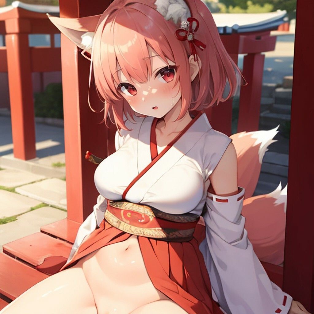 狐耳風巫女さん サンプル2ページ目