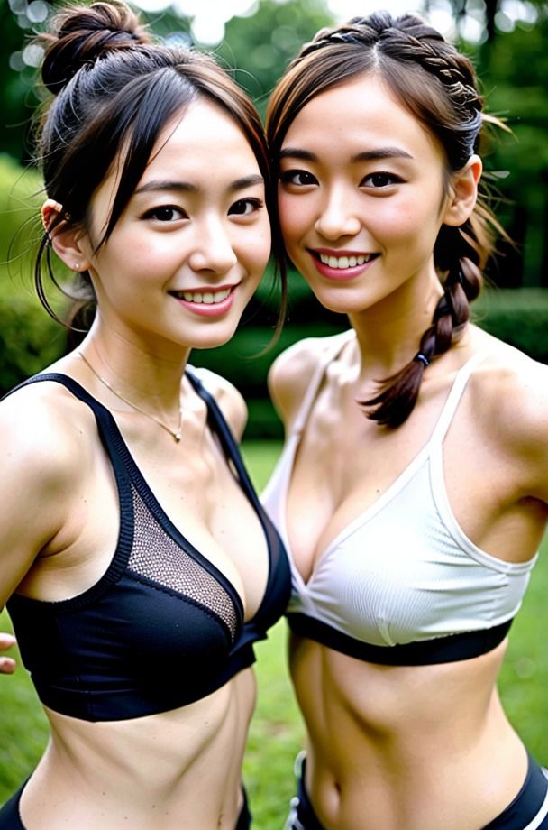 ［AI双子］ジムで！公園で！どこでも！健康的スポーツ美少女と全力射精で全身ドロッドロ サンプル5ページ目