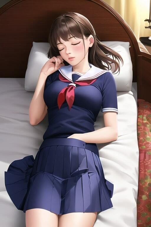 睡眠姦でボテ腹の妊婦になったJKたち・寝たままイタズラ中出し サンプル4ページ目