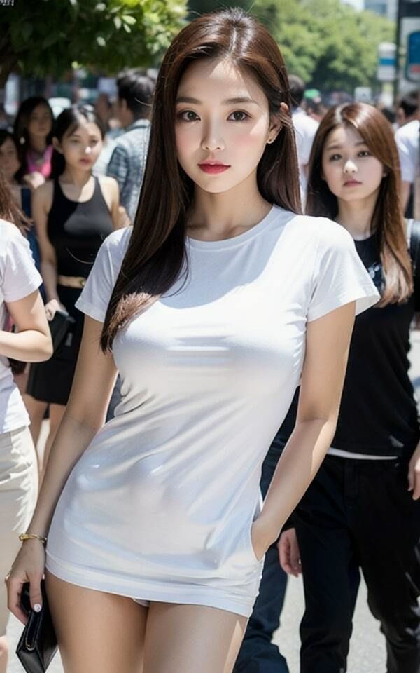Tシャツの上からはっきりわかるたわわなおっぱい。ピチTを着た巨乳娘の裸見たくありませんか？ サンプル2ページ目