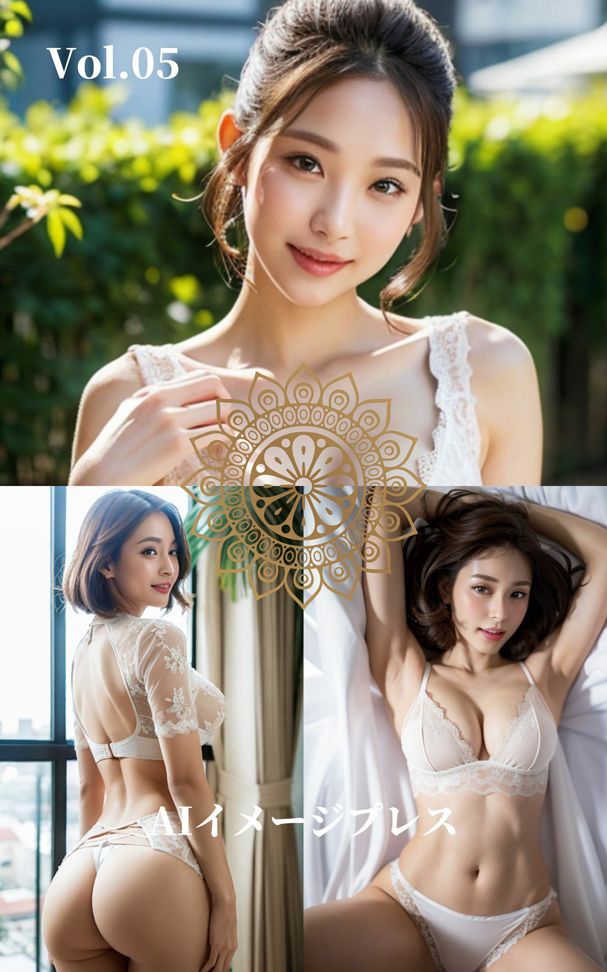 ホワイトランジェリー下着 AI美女グラビア写真集 サンプル1ページ目