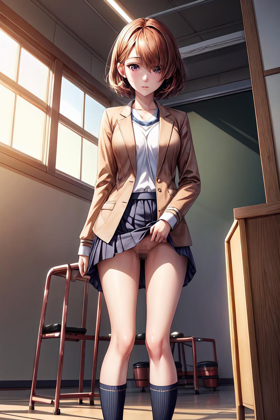 制服美少女スカートたくし上げ サンプル5ページ目