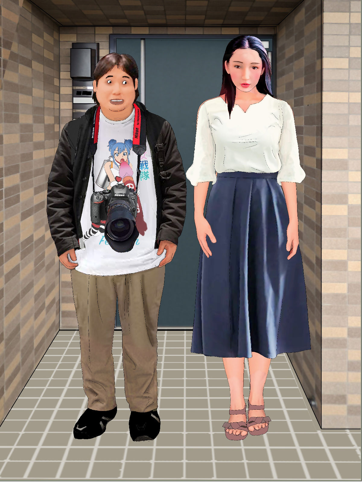 下着図鑑風着せ替え絵本『ちはる28歳』4隣のオタクの言いなり編 メイド服 サンプル1ページ目