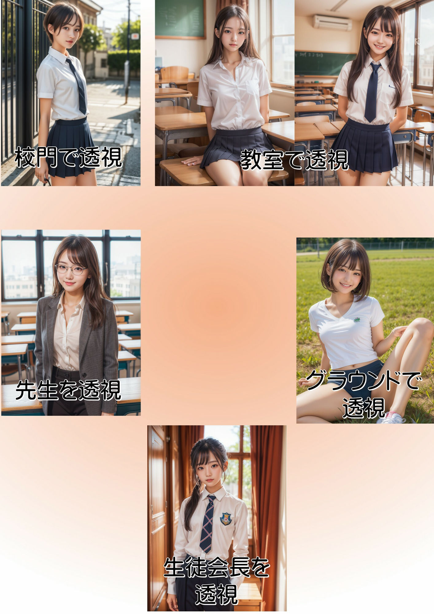 AI美女写真集 透視眼鏡 学校編 サンプル1ページ目
