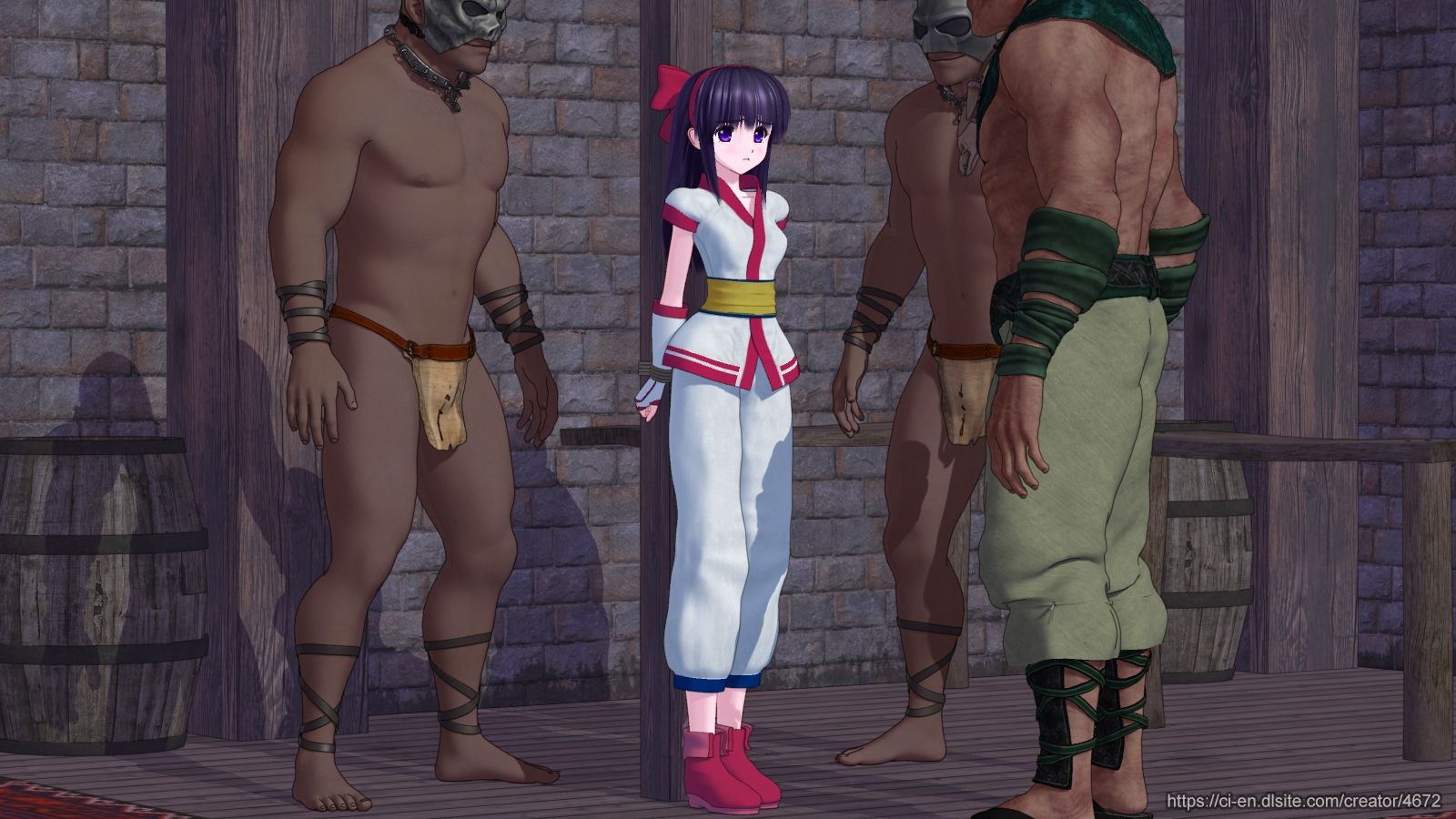 囚われの巫女剣士 3DCG Animation サンプル2ページ目