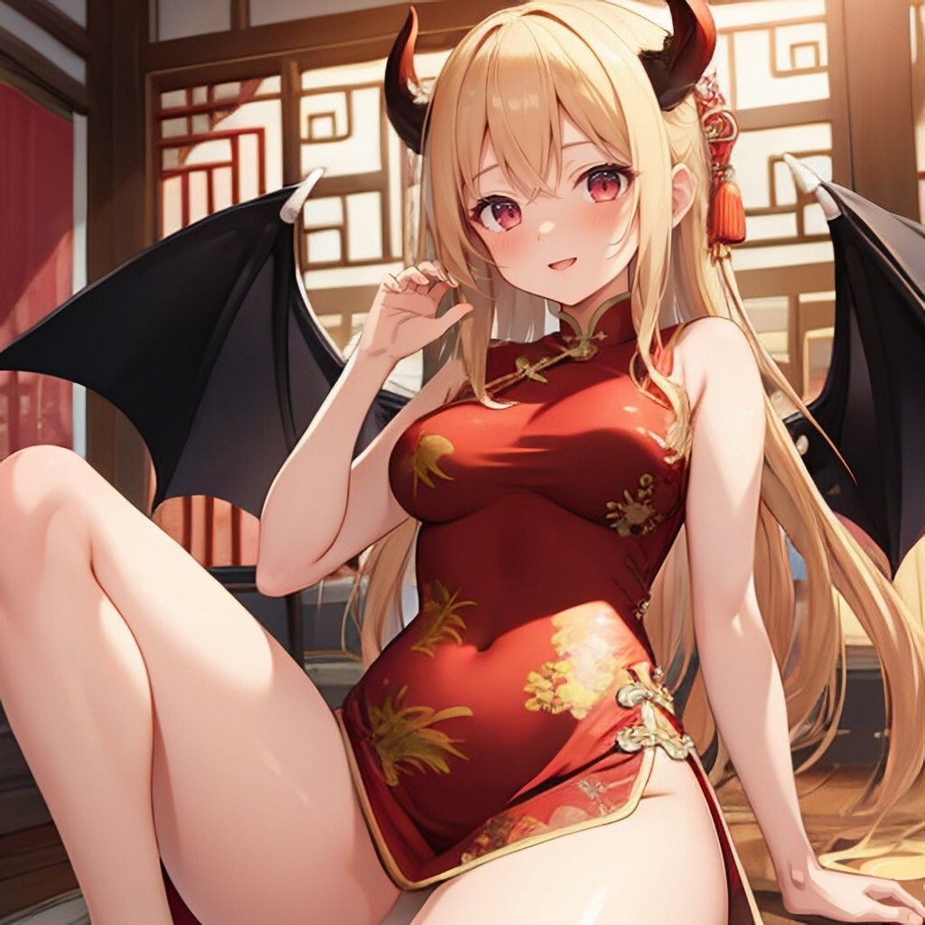 チャイナドレス風悪魔っ娘さん サンプル1ページ目