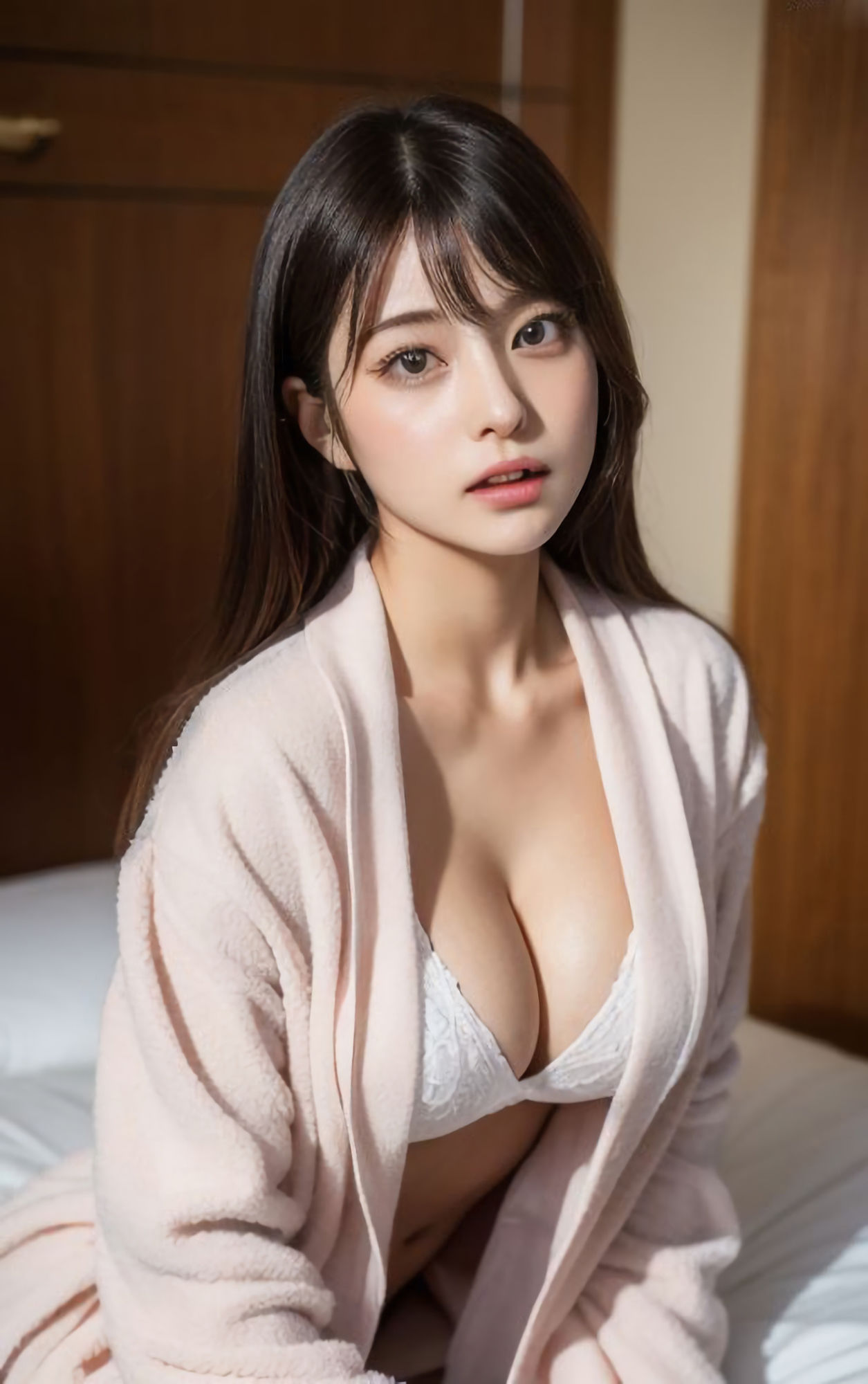 【高画質】「お風呂気持ちよかったね！」バスローブ姿の湯上り美女〜かわいくてセクシーなAI写真集vol.21（全308ページ） サンプル9ページ目