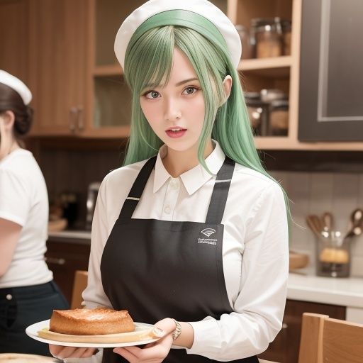 カフェで働く女性（セリフなし AI画像集） サンプル1ページ目