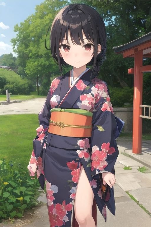 黒髪×着物×美少女脱がせてみた？ サンプル1ページ目