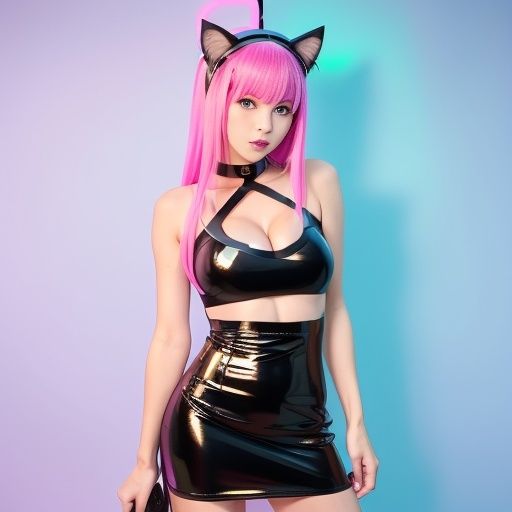 猫耳サイバーゴスの仮想地下アイドル達（セリフなし AI画像集） サンプル3ページ目