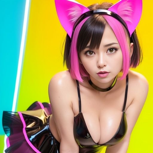 猫耳サイバーゴスの仮想地下アイドル達（セリフなし AI画像集） サンプル4ページ目