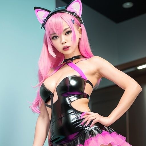 猫耳サイバーゴスの仮想地下アイドル達（セリフなし AI画像集） サンプル7ページ目