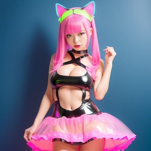 猫耳サイバーゴスの仮想地下アイドル達（セリフなし AI画像集） サンプル9ページ目