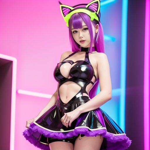 猫耳サイバーゴスの仮想地下アイドル達（セリフなし AI画像集） サンプル10ページ目