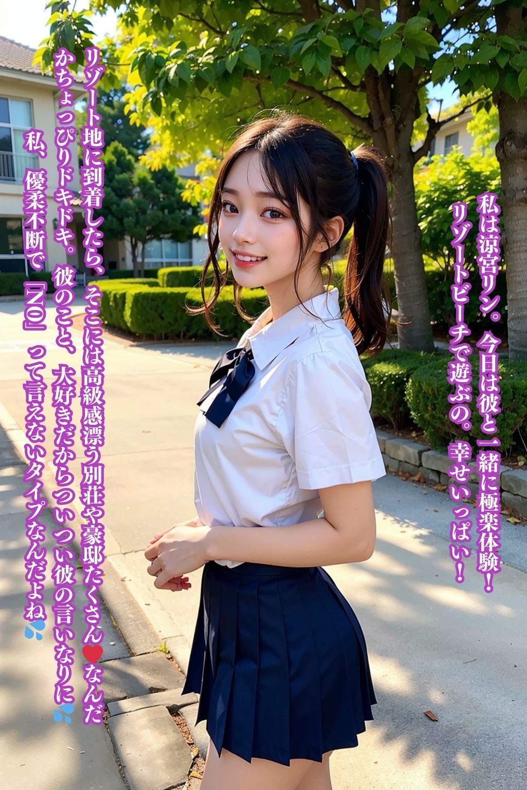 女子校生の彼女と秘密のデート ビーチサイド編 サンプル1ページ目