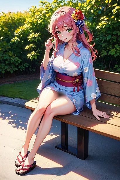 浴衣で座ってパンチラ サンプル1ページ目