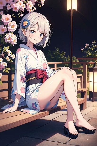 浴衣で座ってパンチラ サンプル2ページ目