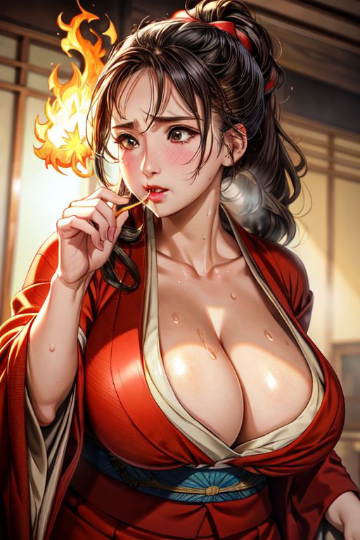 爆乳AI脱ぎかけ着物1 サンプル9ページ目